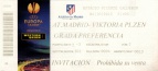 vstupenka - skupina Evropské ligy - Atlético Madrid - FC Viktoria Plzeň 1:0 - 04.10.2012 - Estadio Vicente Calderón, Madrid, Spain