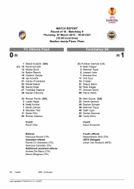 zpráva - play-off Evropské ligy - FC Viktoria Plzeň - Fenerbahçe SK 0:1 - 07.03.2013 - Doosan Aréna, Plzeň, Czech Republic