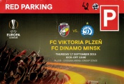 parkovací karta - skupina Evropské ligy - FC Viktoria Plzeň - Dinamo Minsk 2:0 - 17.09.2015 - Doosan Aréna, Plzeň, Czech Republic