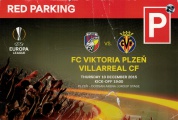 parkovací karta - skupina Evropské ligy - FC Viktoria Plzeň - Villarreal CF 3:3 - 10.12.2015 - Doosan Aréna, Plzeň, Czech Republic