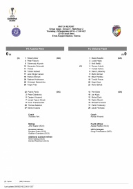 zpráva - skupina Evropské ligy - Austria Wien - FC Viktoria Plzeň 0:0 - 29.09.2016 - Ernst Happel Stadium, Vienna, Austria