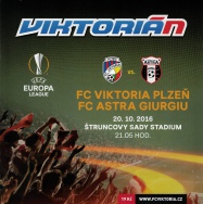 program - skupina Evropské ligy - FC Viktoria Plzeň - FC Astra Giurgiu 1:2 - 20.10.2016 - Doosan Aréna, Plzeň, Czech Republic