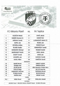 sestavy - ČR - ostatní - ligový zápas o titul - FC Viktoria Plzeň - FK Teplice 2:1 - 19.05.2018 - Doosan Aréna, Plzeň, Czech Republic