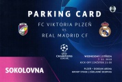 parkovací karta - skupina Ligy mistrů - FC Viktoria Plzeň - Real Madrid 0:5 - 07.11.2018 - Doosan Aréna, Plzeň, Czech Republic