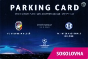 parkovací karta - skupina Ligy mistrů - FC Viktoria Plzeň - Inter Milan 0:2 - 13.09.2022 - Doosan Aréna, Plzeň, Czech Republic