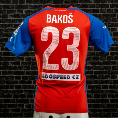 Hraný zápasový dres FC Viktoria Plzeň - sezóna 2014-2015 - Marek Bakoš - liga - zadní strana